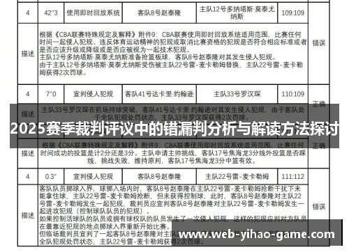 2025赛季裁判评议中的错漏判分析与解读方法探讨 2025赛季裁判评议中的错漏判分析与解读方法探讨